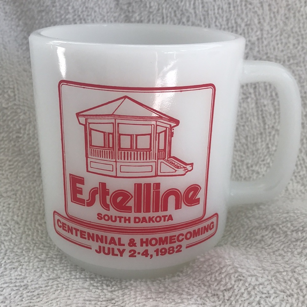 Estelline South Dakota 1982 Glasbake White Mug Vintage
